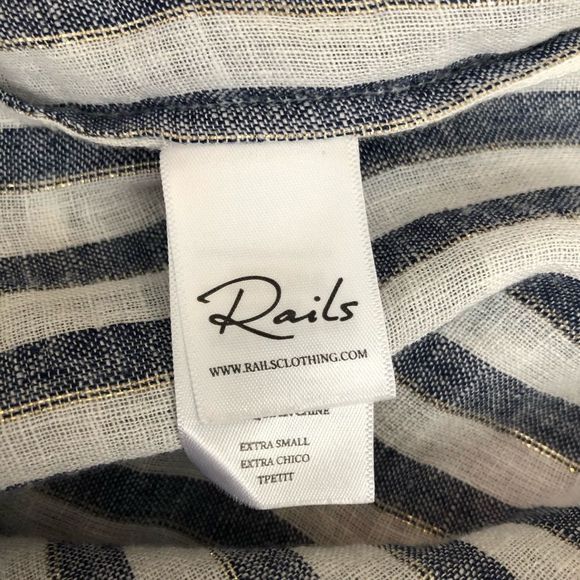 Rails Rio Blue White Stripe Nina Linen Blend Blouse NWT size XS - Picture 11 of 16
